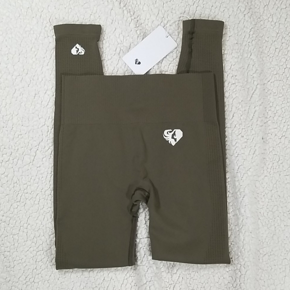 Women's Best Power Seamless Leggings Khaki Size S NWT - Picture 3 of 6